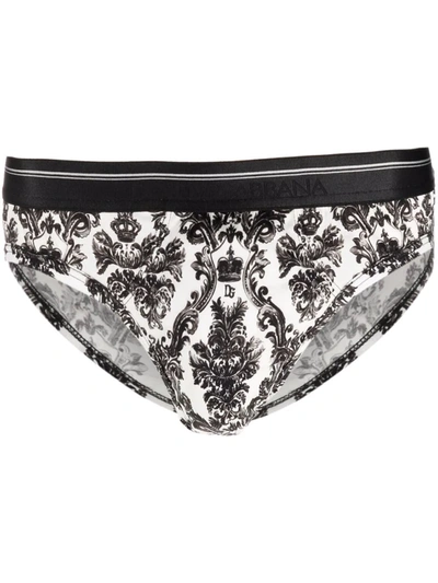 Dolce & Gabbana Patterned Cotton Briefs In White