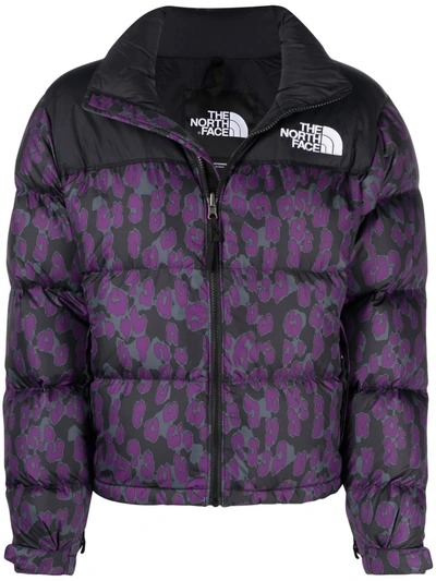 The North Face 1996 Leopard Print Retro Nuptse Padded Jacket In Gravity Purple Leopard Print