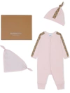 Burberry Kids' Vintage Check Trim Three-piece Gift Set In Alabaster Pink