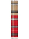 BURBERRY CONTRASTING VINTAGE-CHECK CASHMERE SCARF