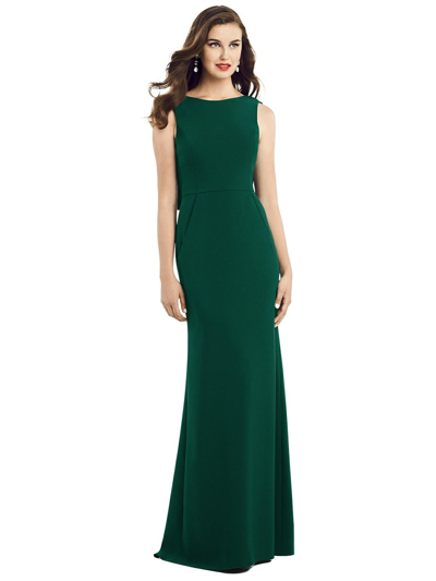 Dessy Collection Draped Backless Crepe Dress With Pockets In Green