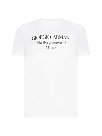 Giorgio Armani Logo Print Cotton Jersey T-shirt In White