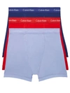 Calvin Klein Cotton Stretch Moisture Wicking Boxer Briefs, Pack Of 3 In Blue,red,periwinkle