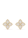 ROBERTO COIN 18KT YELLOW AND WHITE GOLD PRINCESS FLOWER DIAMOND STUD EARRINGS