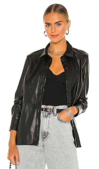 Bardot Vegan Leather Shirt In Black