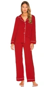 Eberjey Gisele Red Jersey Pyjama Set In Haute Red & Ivory