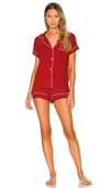 Eberjey Gisele Jersey Knit Shorty Pajamas In Haute Red & Bone