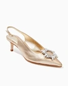LILLY PULITZER WOMEN'S SHAINA EMBELLISHED SLINGBACK HEEL IN GOLD SIZE 8.5 - LILLY PULITZER,008859