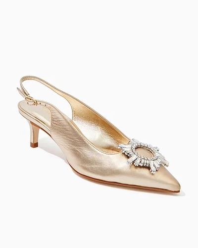 Lilly Pulitzer Women's Shaina Embellished Slingback Heel In Gold Size 8.5 -