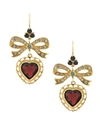 DOLCE & GABBANA 18KT YELLOW GOLD HEART GARNET DROP EARRINGS