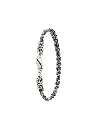 Emanuele Bicocchi Sterling Silver Thin Braided Chain Bracelet In Metallic