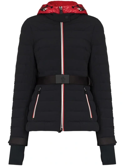 Moncler Bruche Belted Two-tone Quilted Ski Jacket In Black