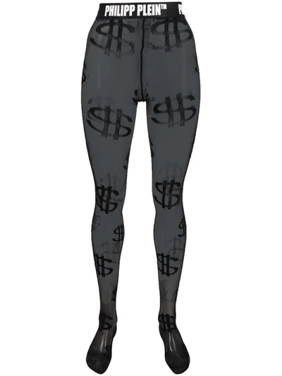 Philipp Plein Dollar Pattern Tights In Black