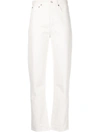 Agolde Criss Cross Distressed Mid-rise Straight-leg Jeans In White