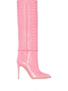 Paris Texas Crocodile-embossed 105mm Boots In Pink