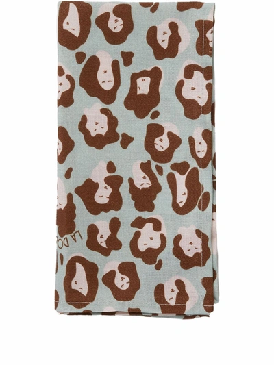 La Doublej Set Of 2 Lady Leopard-print Napkins In Green