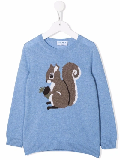 Siola Kids' Crew Neck Knitted Jumper In Blue