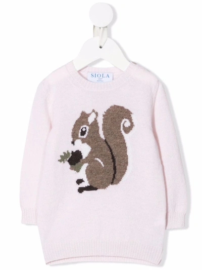 Siola Babies' Crew Neck Knitted Jumper In Pink