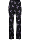Valentino Floral-print Virgin Wool-blend Crepe Trousers In Black