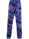 Valentino Neon Camou Print Track Pants In Blue