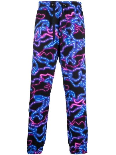 Valentino Abstract-pattern Tapered Woven Jogging Bottoms In Black/multicolor