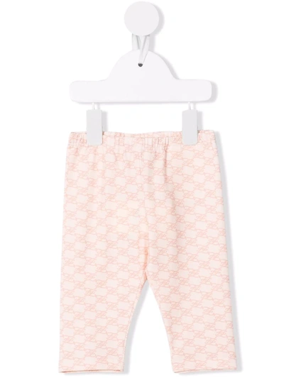 Fendi Babies' 经典logo印花打底裤 In Pink