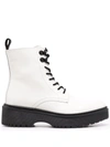 Levi's Lace Up Leather Boots In White In White