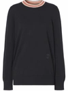 Burberry Stripe-neckline Cashmere Jumper In Black