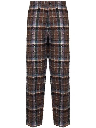 Nicholas Daley Check Wool-blend Straight-leg Trousers In Blue