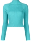 Alice And Olivia Irena Cropped Ribbed Wool-blend Turtleneck Sweater In Breeze