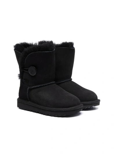 Ugg Kids' Fur-trimmed Ankle Boots In Black