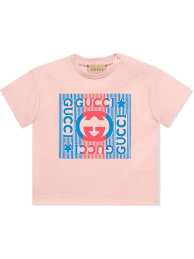 Gucci Babies'  印花平纹针织t恤 In Rosa