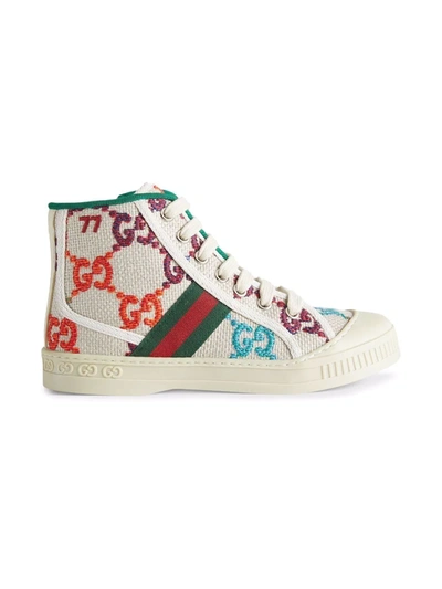 Gucci Babies' Kids Canvas Gg Tennis 1977 High-top Trainers In White