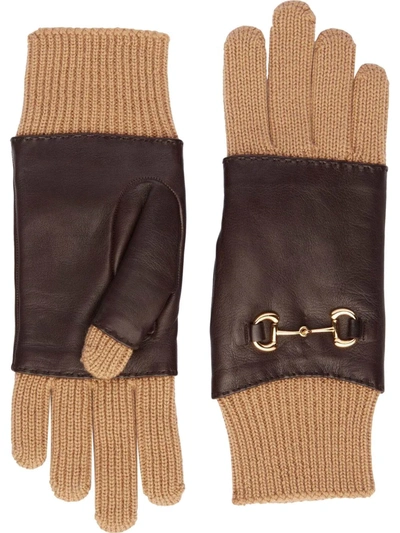 Gucci Horsebit-detail Gloves In Brown
