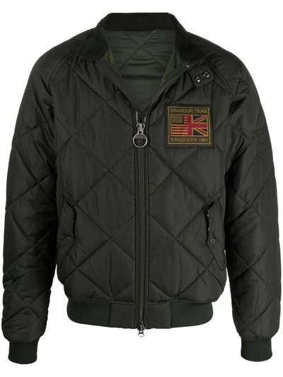 BARBOUR LOGO-PATCH ZIP-UP QUILTED JACKET
