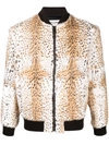 Saint Laurent Cheetah-print Bomber Jacket In Nude