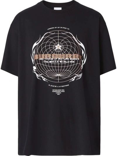 Burberry Graphic-print Logo Cotton T-shirt In Nero