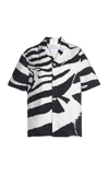 Bottega Veneta Zebra Stripe Parachute Button-up Shirt In Black,white