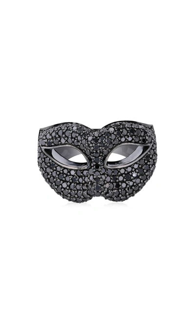 Aisha Baker Women's Le Masque 18k White Gold Diamond Ring In Black