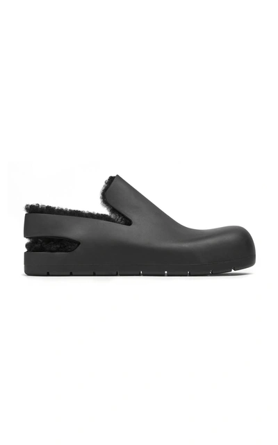 Bottega Veneta Black Puddle Rubber And Shearling Slippers