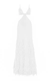 Cult Gaia Raisa Feather-embellished Cutout Gown In White
