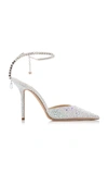 Jimmy Choo 'saeda' Rhinestone Embellished Satin Slingback Pumps In Silver