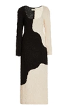 Mara Hoffman + Net Sustain Amy Two-tone Tencel Modal-cloqué Midi Dress In Black,white