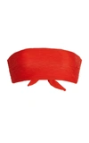 Mara Hoffman Abigail Ribbed Recycled Bandeau Bikini Top In Red