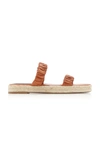 Staud Women's Maya Ruched Espadrille Slide Sandals In Brown,white