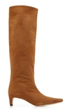 Staud Western Wally 55 Suede Cowboy Boots In Brown