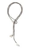 JOIE DIGIOVANNI PEARL; SPINEL; PYRITE GOLD-FILLED LARIAT NECKLACE