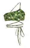 Agua By Agua Bendita Azucena One-shoulder Printed Recycled Bikini Top In Green