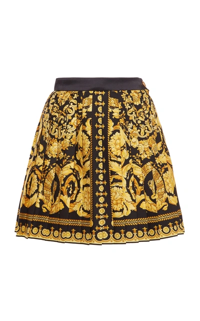 Versace Barocco Print High-waisted Silk Skirt In Yellow