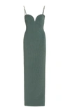 Galvan Women's Thalia Pearl-embellished Ribbed-knit Midi Dress In Green